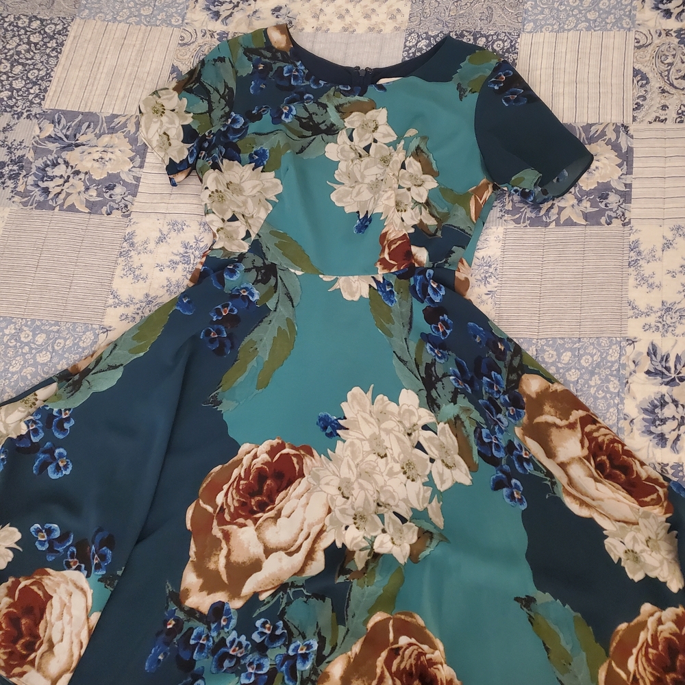 Corey Lynn Calter Teal Floral Dress